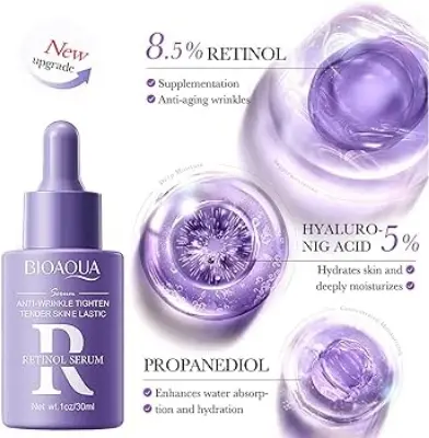 Picture of BIOAQUA Facial Retinol Serum 30ml Anti-Wrinkle Tender Skin 8.5% Retinol 5% Hyaluronic Acid Moisturizing Essence- 30ml