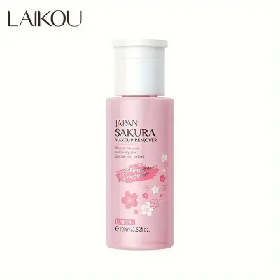 Picture of LAIKOU Cherry Blossom Makeup Remover Water 3.38oz Cleansing Pore Face Makeup Remover-100ml
