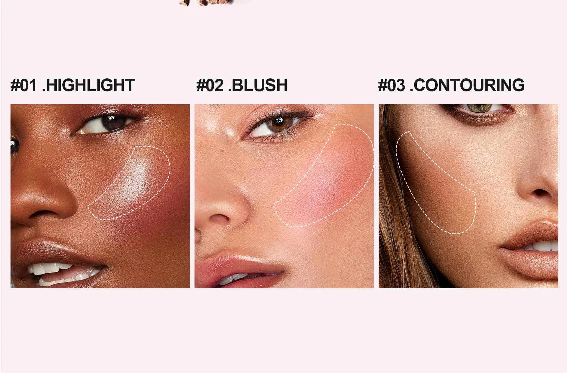 Picture of HANDAIYAN  3 In 1 Bronzer Highlighter Blush Contouring Powder Shimmer Eye Shadow Women Face Makeup Palette-#03