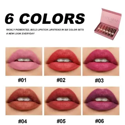 Picture of Handaiyan 6-Piece Matte Lipstick Set, Long-Lasting Waterproof Liquid Lipstick