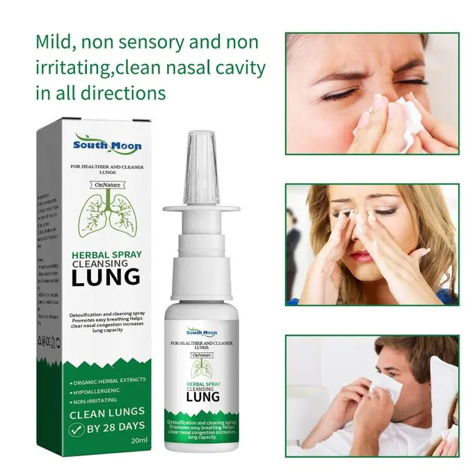 Picture of South Moon Herbal Spray Cleansing Lung Relieve Sore Throat Inflammation Nose Discomfort Non Irritating Nasal Body Care Spray-20ml
