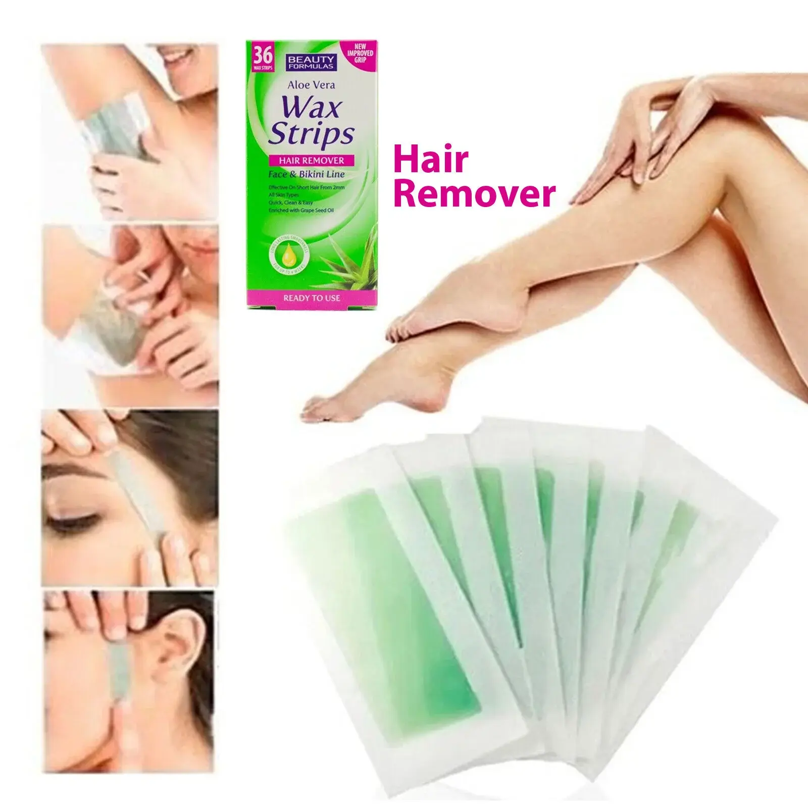 Picture of Beauty Formulas Hair Removal Face & Bikini Line 36 Wax Strips