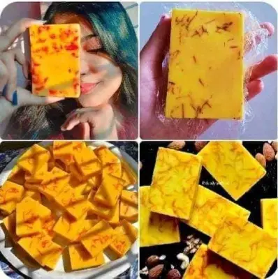 Picture of Hand Made Real Saffron Goat Milk Bar Soap -90g