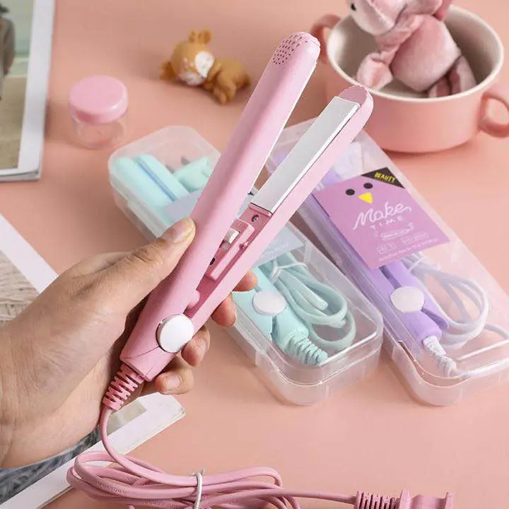 Picture of Portable 2 in 1 Mini Electric Hair Straightener & Curler- Flat Irons Curling Ceramic Salon-Multicolor