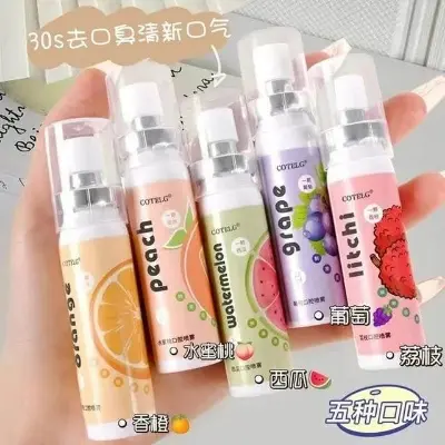 Picture of Oral Fresh Spray Fruit Breath Refresher Instant Fresh Breath Spray Watermelon Orange Peach Litchi Grape Aroma for Oral Care-22ml