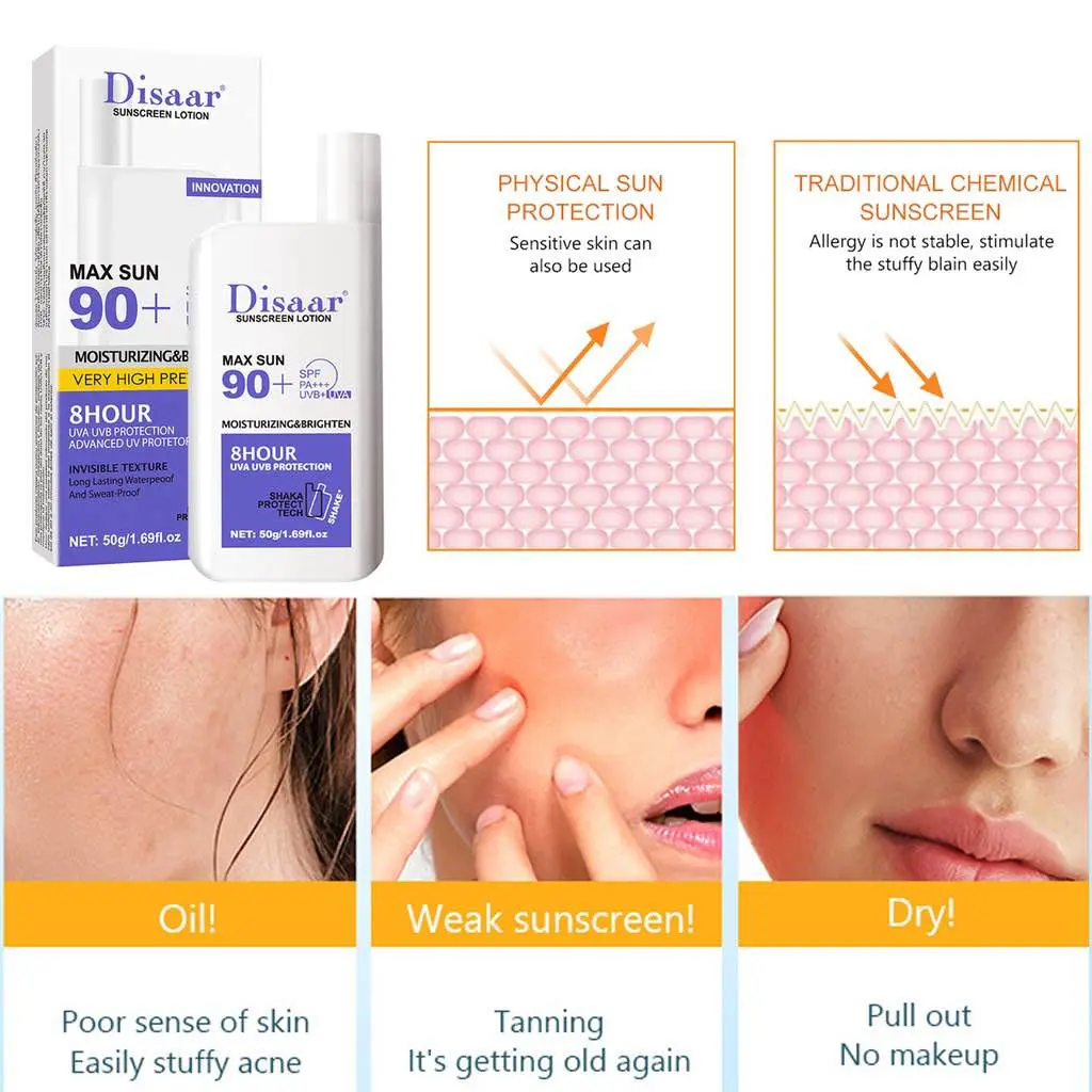 Picture of Disaar SPF 90 Sunscreen Lotion 50g Long Lasting Protection Sun Cream  Moisturizing Portable Sunblock-50gm