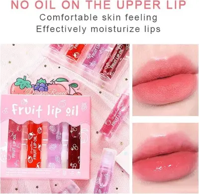 Picture of Dragon Ranee 4 Pcs Fruit Lip Oil Set Lip Gloss Crystal Jelly Liquid Lipstick Set