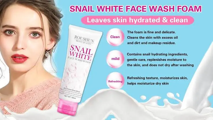 Picture of Roushun Snail White Face Wash Foam Facial Cleanser-100gm