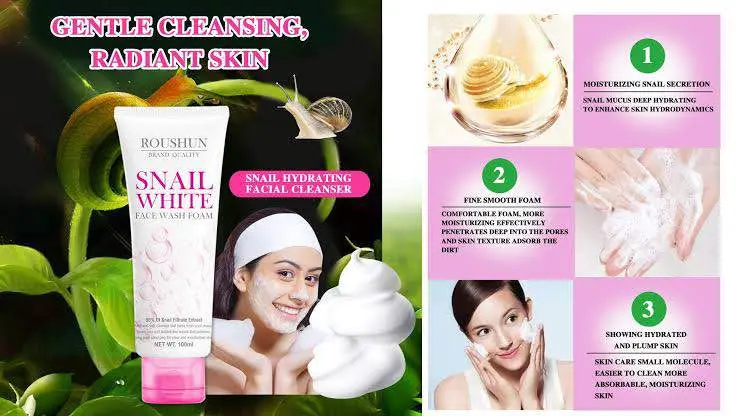 Picture of Roushun Snail White Face Wash Foam Facial Cleanser-100gm