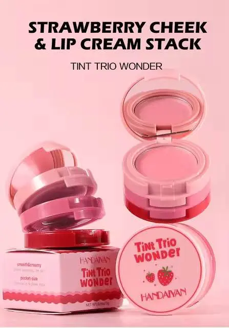 Picture of Handaiyan 3 in 1 Eye Shadow Face Blusher Lip Mud Natural Matte Multi-color Cheek Tint Smooth Contouring Makeup