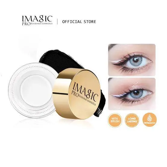Picture of IMAGIC Waterproof Gel Eyeliner Eyemakeup White/Black/Blue Kajal Golden Box With Brush