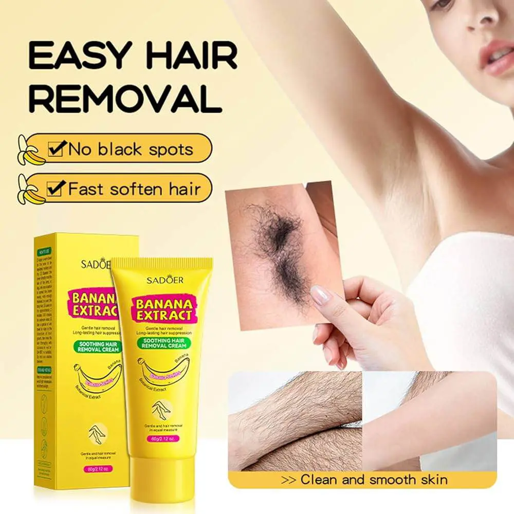 Picture of SADOER Banana Hair Removal Cream Non Irritating Quick Whole Body Axillary Armpit Arm Leg Privates Hair Remover Remove cream-60gm
