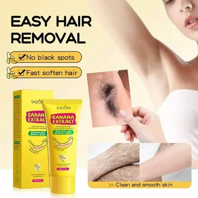 Picture of SADOER Banana Hair Removal Cream Non Irritating Quick Whole Body Axillary Armpit Arm Leg Privates Hair Remover Remove cream-60gm