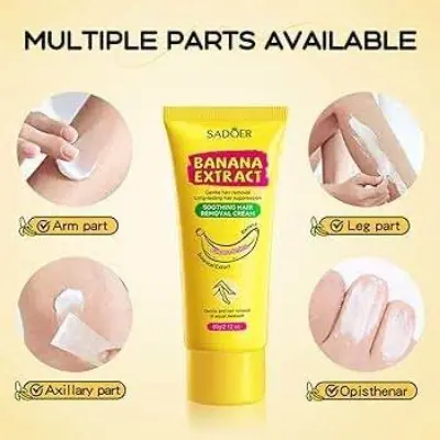 Picture of SADOER Banana Hair Removal Cream Non Irritating Quick Whole Body Axillary Armpit Arm Leg Privates Hair Remover Remove cream-60gm
