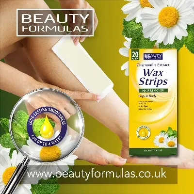 Picture of Beauty Formulas CHAMOMILE Wax Strips Hair Remover Legs & Body-20 STRIPS