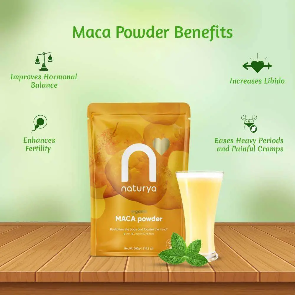 Picture of Naturya Organic Maca Powder, Rich in Riboflavin and Iron, Supports Energy and Immunity, Sweet Malty Flavor, Gluten-Free, Vegan, Kosher - 300g