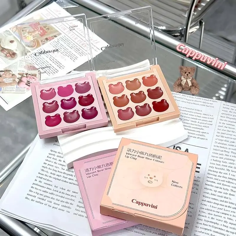 Picture of 9 colours lip clay Makeup Cappuvini Velvet-hazy Long Lasting Matte Lip Clay Dual-use Lipstick & Blush & Eyeshadow