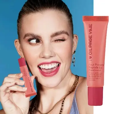 Picture of Page Vine Peptide Lip Gloss Butter Lip Balm Ca - Hydrating Peptide Lip Shiny Lip Stain Tint Long Lasting Lip Gloss Plumping Lip Oil -Strawberry