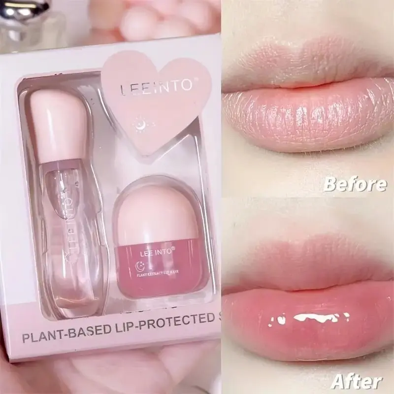 Picture of LEEINTO 2pcs Lip Care Set: Hydrating & Lightweight, Fades Fine Lines - Daily & Nighttime Use with Vitamin E & Plant