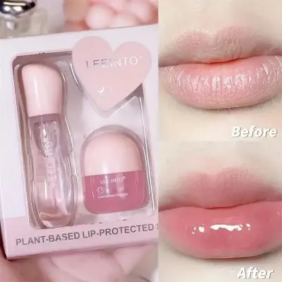 Picture of LEEINTO 2pcs Lip Care Set: Hydrating & Lightweight, Fades Fine Lines - Daily & Nighttime Use with Vitamin E & Plant