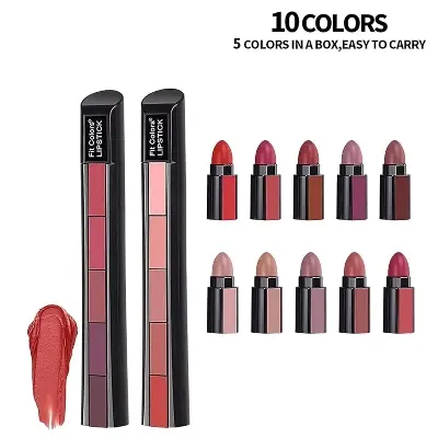 Picture of Fit Colors 5 In 1 Lipstick Set Non Stick Long Lasting Waterproof Velvet Matte Finish