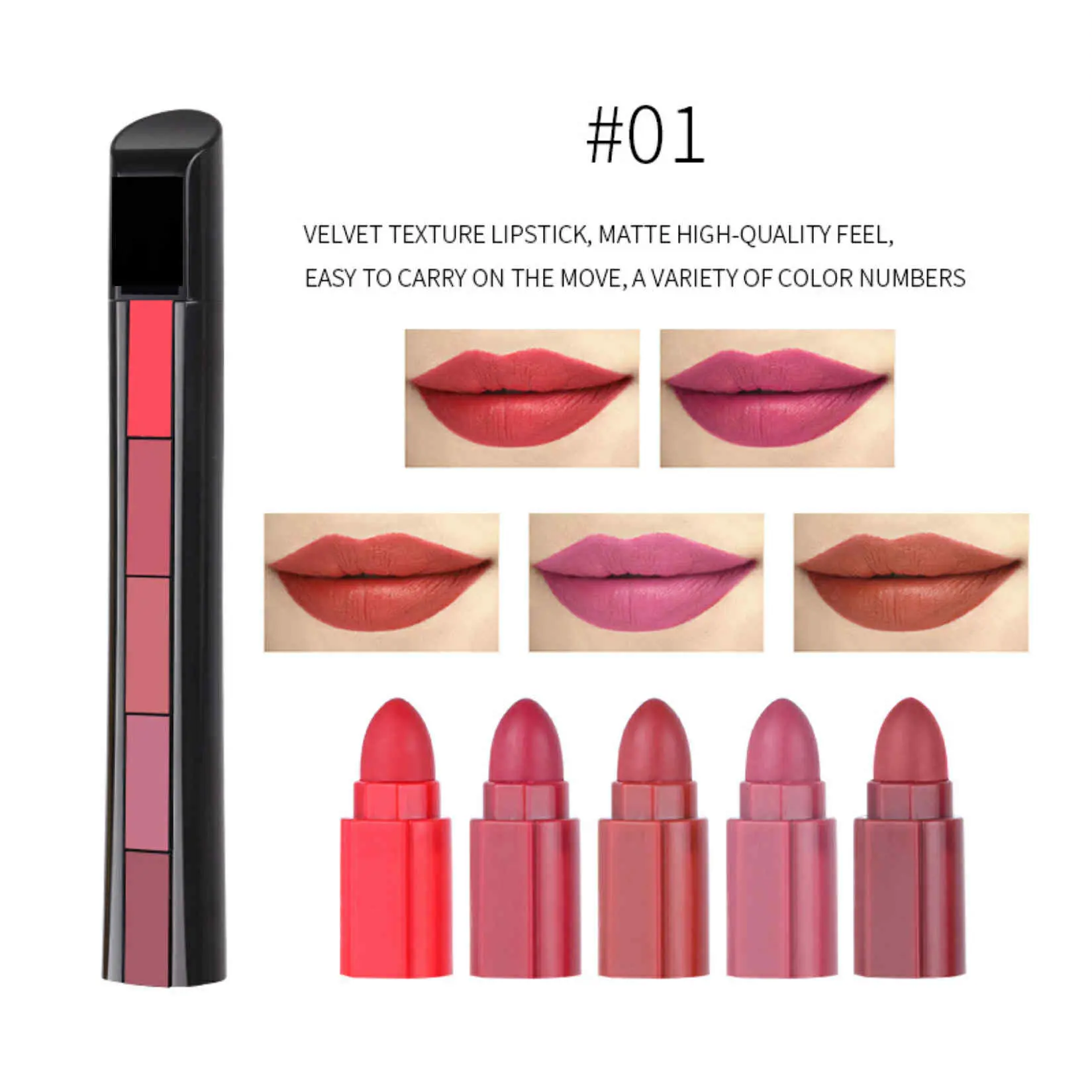 Picture of Fit Colors 5 In 1 Lipstick Set Non Stick Long Lasting Waterproof Velvet Matte Finish