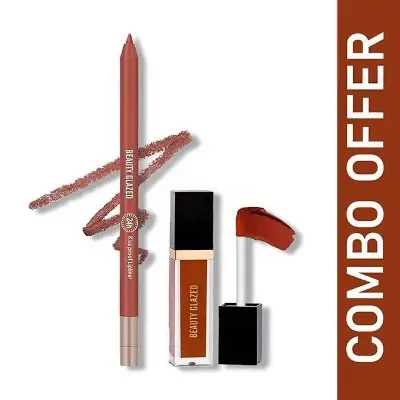 Picture of Beauty Glazed Waterproof & Long Lasting Lip Liner Dark Brown and Beauty Glazed Matte Liquid Lipstick Dark Brown 118