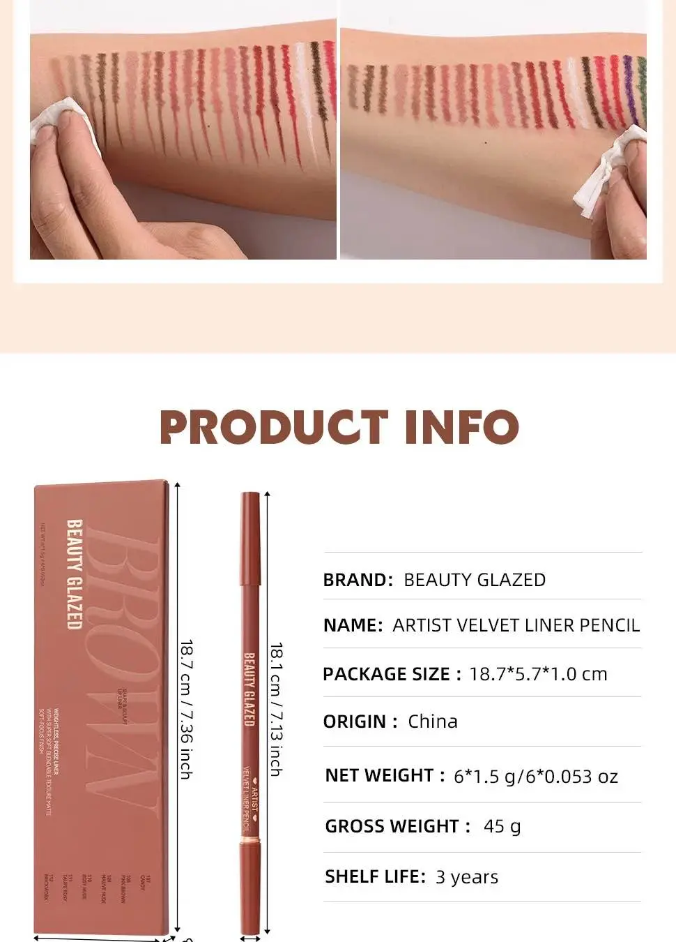 Picture of BEAUTY GLAZED ARTIST VELVET LIPLINER SET ROSY-6 pcs