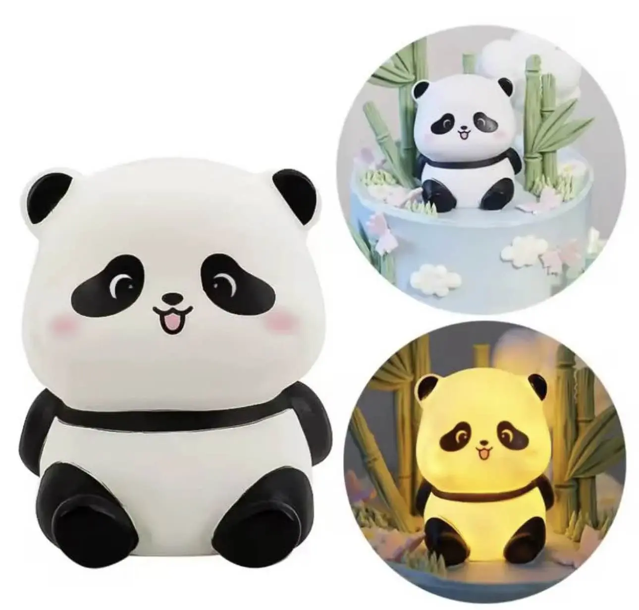 Picture of Panda LED Night Light Living Room Cute Panda Plastic Lamp Bedside Decor Creative Kids Night Light Birthday Gift Cake Decor