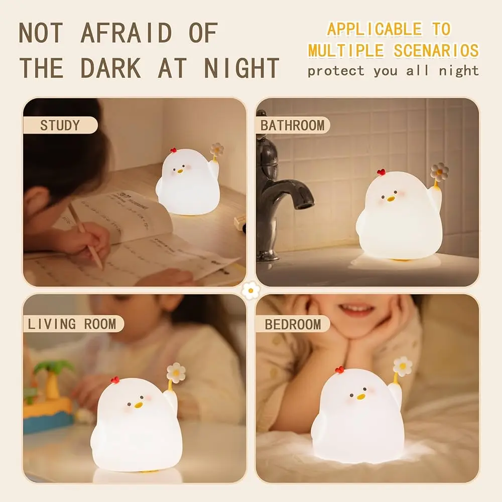 Picture of Cute Chicken Night Light LED Squishy Tap Lamp Best Gift for Baby and Girl