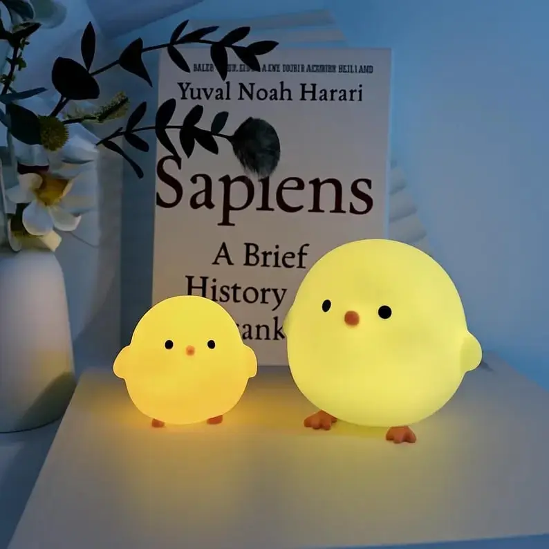 Picture of Modern Kids LED Night Light Cute Silicone Chicken Lamp Soft Mini Animal Lamps for Bedroom