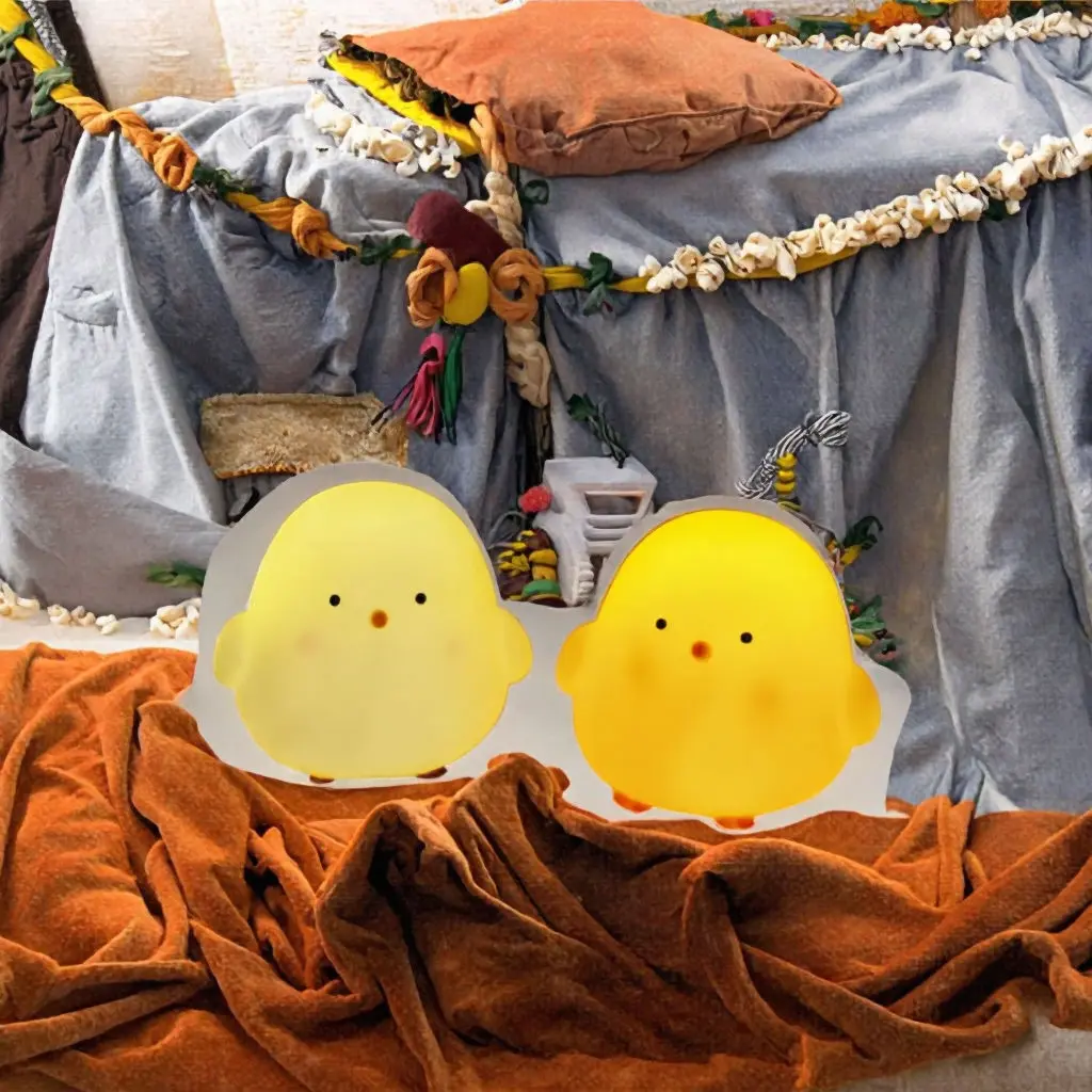 Picture of Modern Kids LED Night Light Cute Silicone Chicken Lamp Soft Mini Animal Lamps for Bedroom
