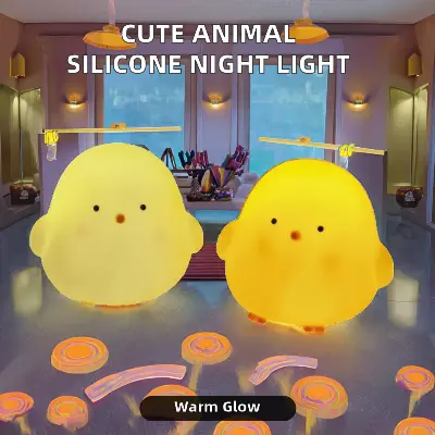 Picture of Modern Kids LED Night Light Cute Silicone Chicken Lamp Soft Mini Animal Lamps for Bedroom
