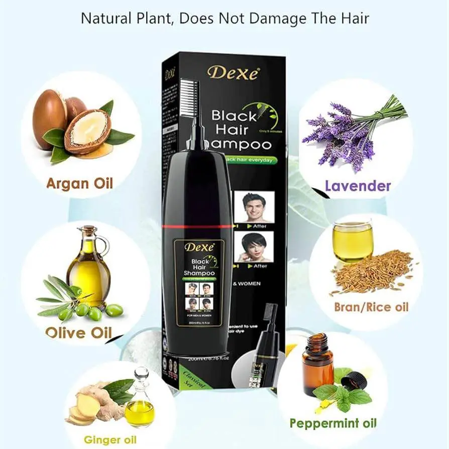 Picture of Dexe Comb System Just 10 Minute's Black Hair Shampoo For Instant Colour For Men & Women - 200 Ml