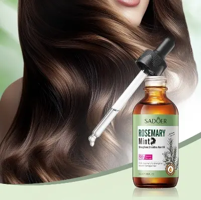 Picture of SADOER 98% Natural Organic Mint Rosemary Hair Oil Herbal Extract Serum Strengthening Nourishing Moisturizing Hair Care -55ml