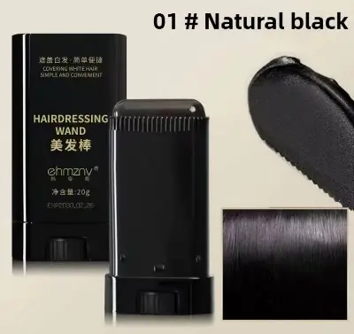 Picture of Waterproof Natural On The Spot Color Corrector 2 in 1 Hair Color Stick Pens Temporary Washable Hair Color Dye Brush Cream For Gray Hair-Black