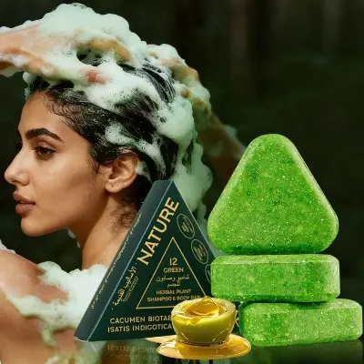 Picture of Seven Nature Green Soap Shampoo Bar – Natural Organic Plant-Based Care, Reduces Hair Fall & Strengthens Hair 50gm