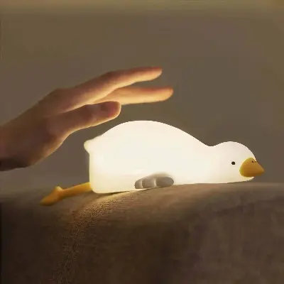 Picture of Sleeping Goose LED Nursery Night Light Kids Dimmable Bedside Lamp Toy Best Gift Baby and Girl