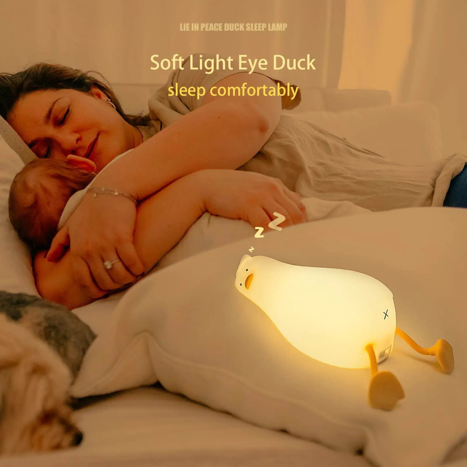 Picture of Sleeping Goose LED Nursery Night Light Kids Dimmable Bedside Lamp Toy Best Gift Baby and Girl