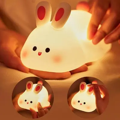 Picture of Rabbit  LED Night Light Living Room Cute rabbit Plastic Lamp Bedside Decor Creative Kids Night Light Birthday Gift Cake Decor