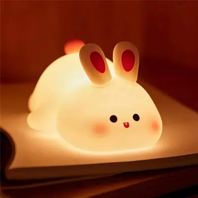 Picture of Rabbit  LED Night Light Living Room Cute rabbit Plastic Lamp Bedside Decor Creative Kids Night Light Birthday Gift Cake Decor