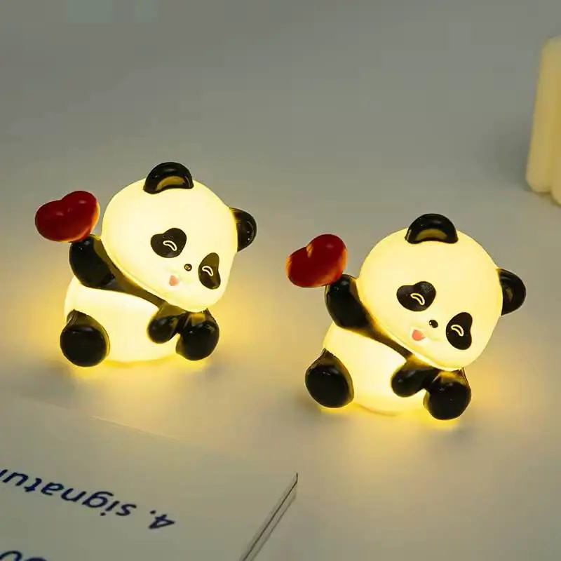 Picture of Cute Heart Panda Night Light Lamp – Yellow LED Decorative Lamp for Kids, Girls, Boys, Teens, Bedroom Room Decor