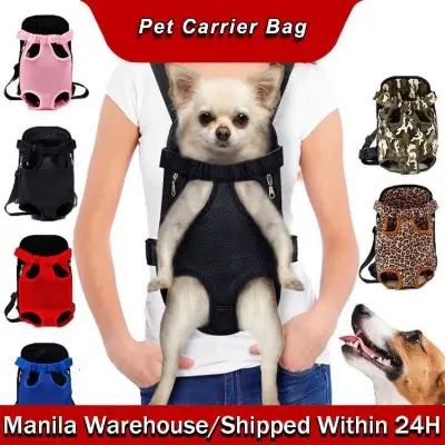 Picture of Dog Cat Carrier Backpack Frontpack Carrier Travel Bag Legs Out Easy-Fit for Small Medium Pets Puppiies Outdoor Traveling Camping-Multicolour