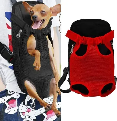 Picture of Dog Cat Carrier Backpack Frontpack Carrier Travel Bag Legs Out Easy-Fit for Small Medium Pets Puppiies Outdoor Traveling Camping-Multicolour