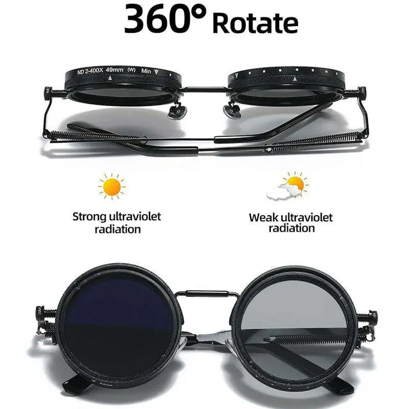 Picture of Round Polarized Sunglasses with Built-In ND Filter UV400 Lens Adjustable Brightness and Light Weight for Outdoor Activities