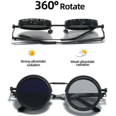 Picture of Round Polarized Sunglasses with Built-In ND Filter UV400 Lens Adjustable Brightness and Light Weight for Outdoor Activities