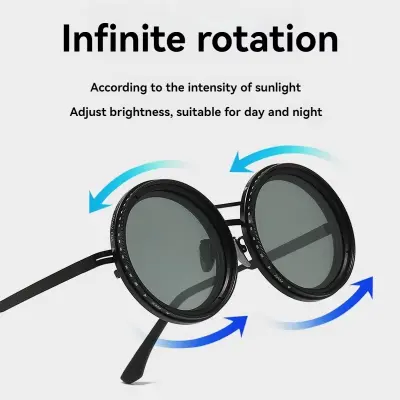 Picture of Round Polarized Sunglasses with Built-In ND Filter UV400 Lens Adjustable Brightness and Light Weight for Outdoor Activities