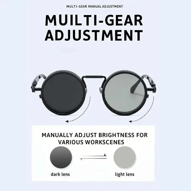Picture of Round Polarized Sunglasses with Built-In ND Filter UV400 Lens Adjustable Brightness and Light Weight for Outdoor Activities