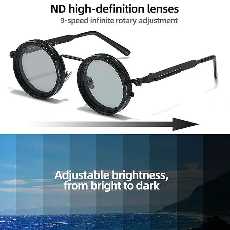 Picture of Round Polarized Sunglasses with Built-In ND Filter UV400 Lens Adjustable Brightness and Light Weight for Outdoor Activities