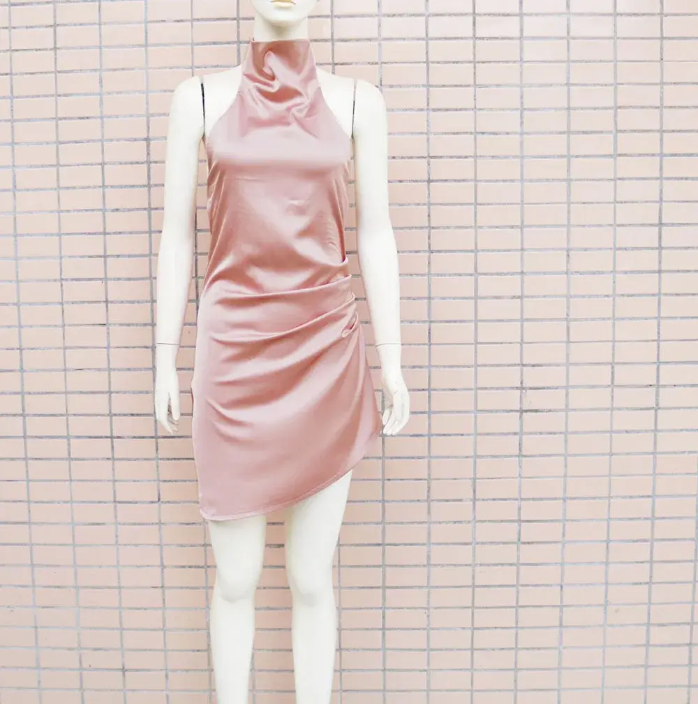 Picture of Women's Fashion Halter Open Back Irregular Se-xy Dress Temperament Commuting Woman Sleeveless Backless Elegant Dresses